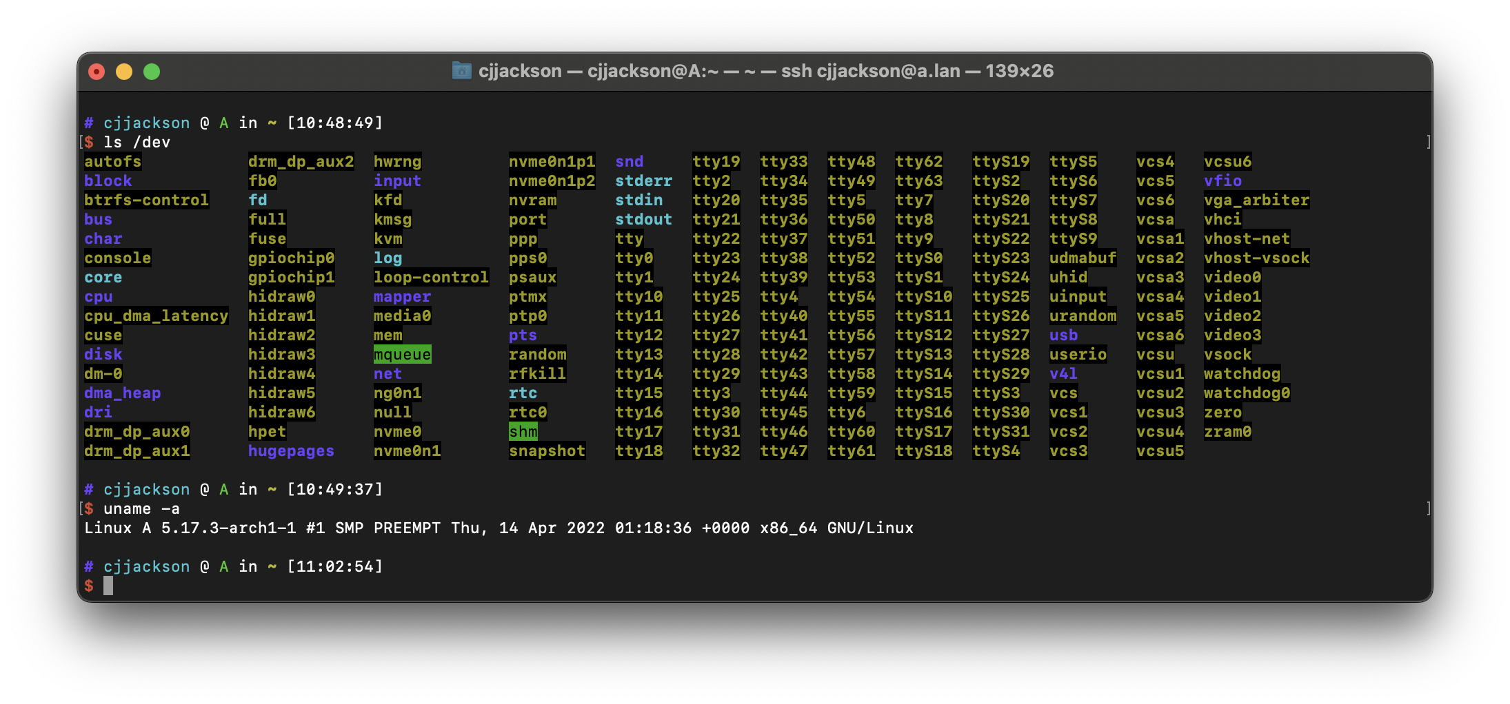 Operating a Linux system by remote with SSH